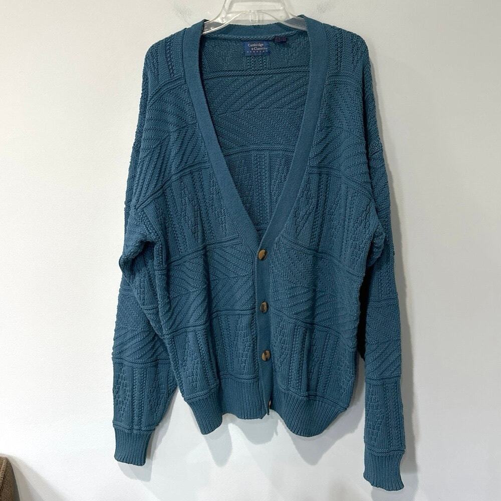 Cambridge Classics Cardigan Mens size XL Teal